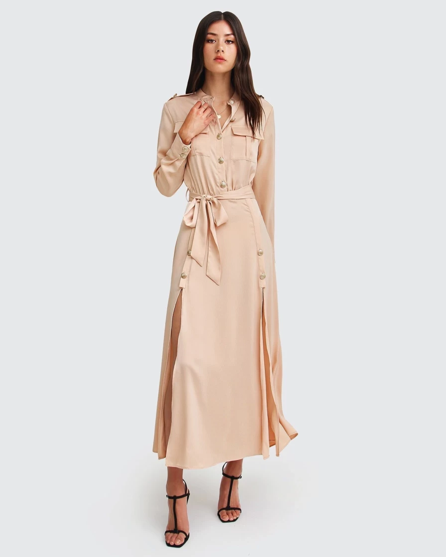 Belle & Bloom Women's Champagne Maxi Shirt Dress - Lover To Lover Style