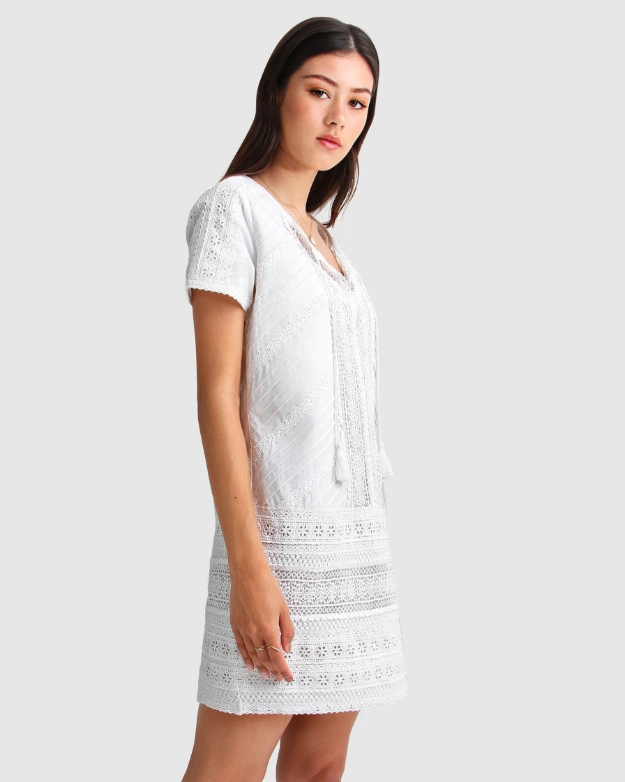 Belle & Bloom Women's Summer Forever Mini Dress in White - Lightweight & Stylish