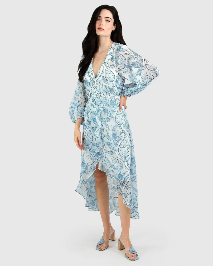 Belle & Bloom Women's Porcelain Paisley Beautiful Escape Floral Summer Dress