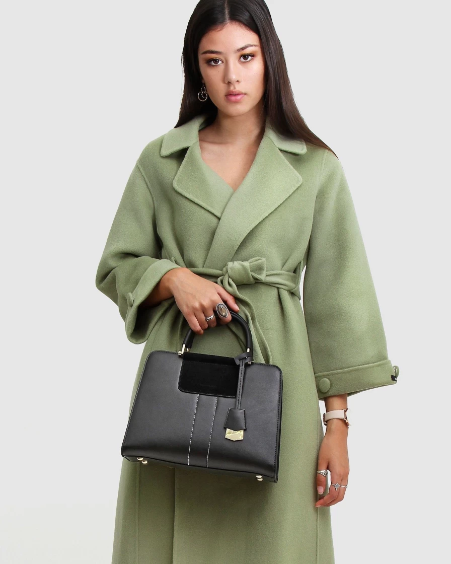 Belle & Bloom Women's Stay Wild Oversized Wool Coat in Grass Green - Warm Winter Trench Coat