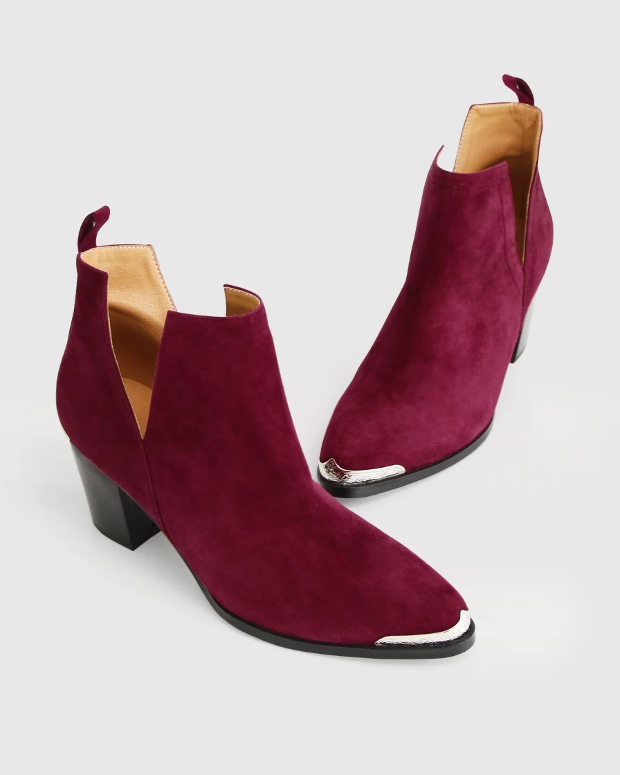 Belle & Bloom Women's Austin Suede Ankle Boots in Merlot - Comfortable & Stylish Casual Footwear