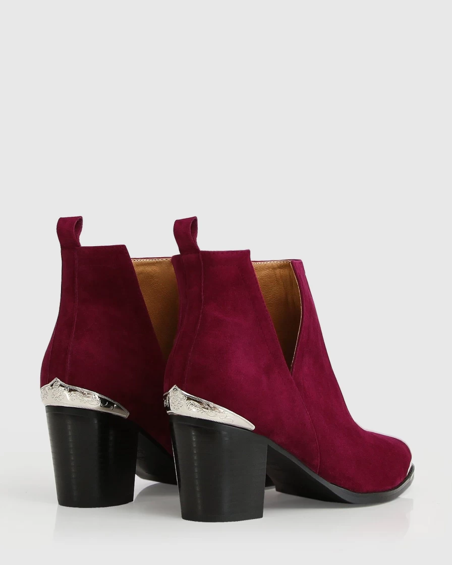 Belle & Bloom Women's Austin Suede Ankle Boots in Merlot - Comfortable & Stylish Casual Footwear
