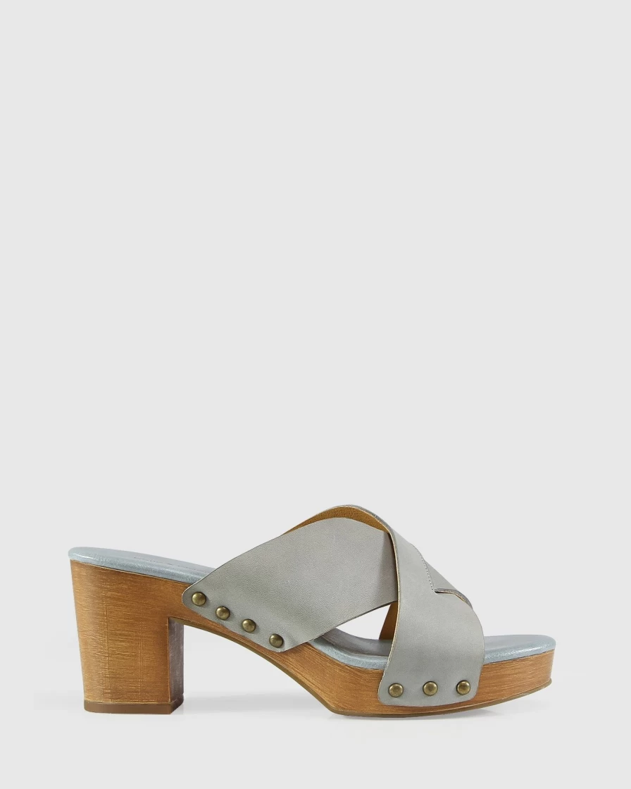 Belle & Bloom Women's Midtown Clog Mule in Stonewash Blue | Comfortable Slip-On Shoes
