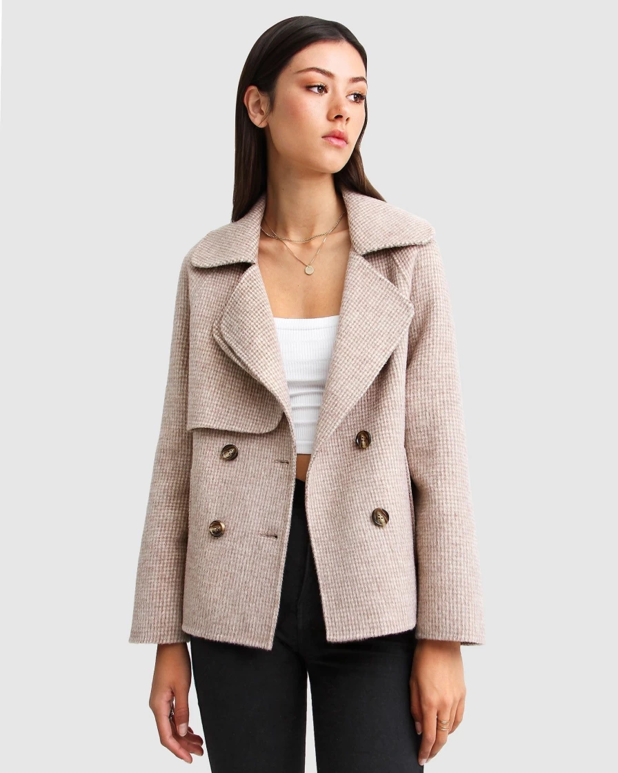 Belle & Bloom Women's Beige Wool Blend Peacoat - I'M Yours Stylish Winter Coat