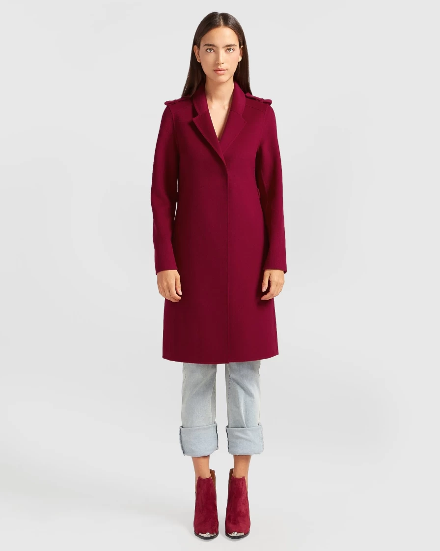 Belle & Bloom Women's Magenta Wool Blend Belted Coat - Stylish Jealousy Design