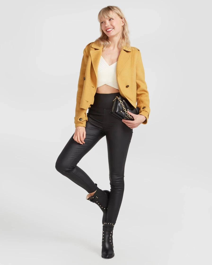 Belle & Bloom Women's Military Peacoat in Antique Gold - Classic Better Off Style Coat