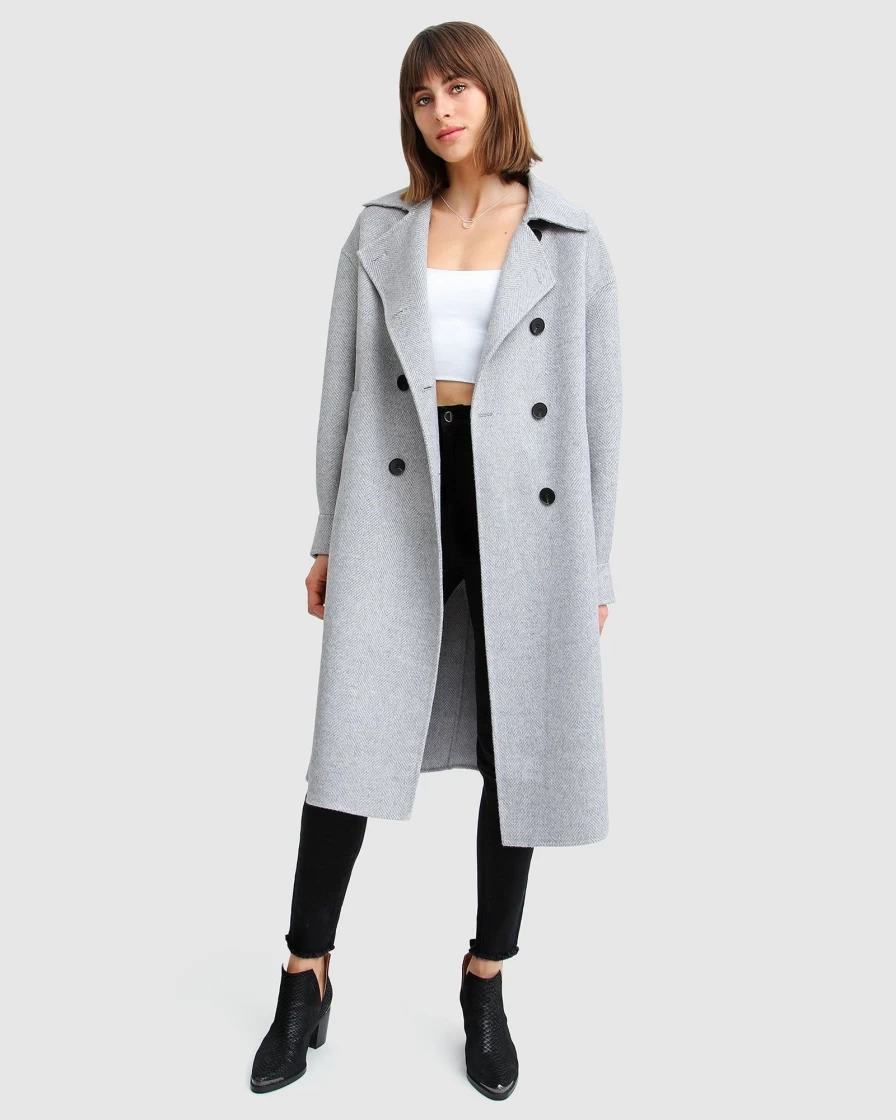 Belle & Bloom Women's Dream Lover Grey Wool Blend Loose Fit Coat