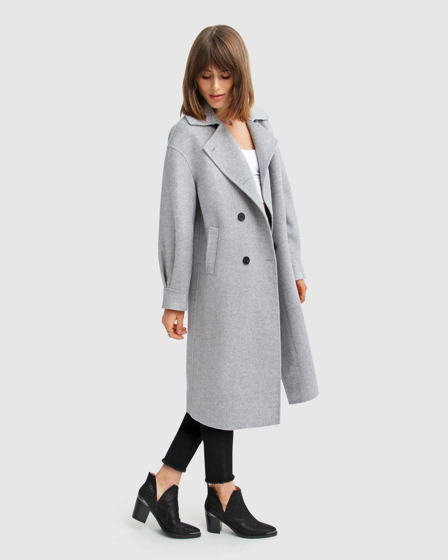 Belle & Bloom Women's Dream Lover Grey Wool Blend Loose Fit Coat
