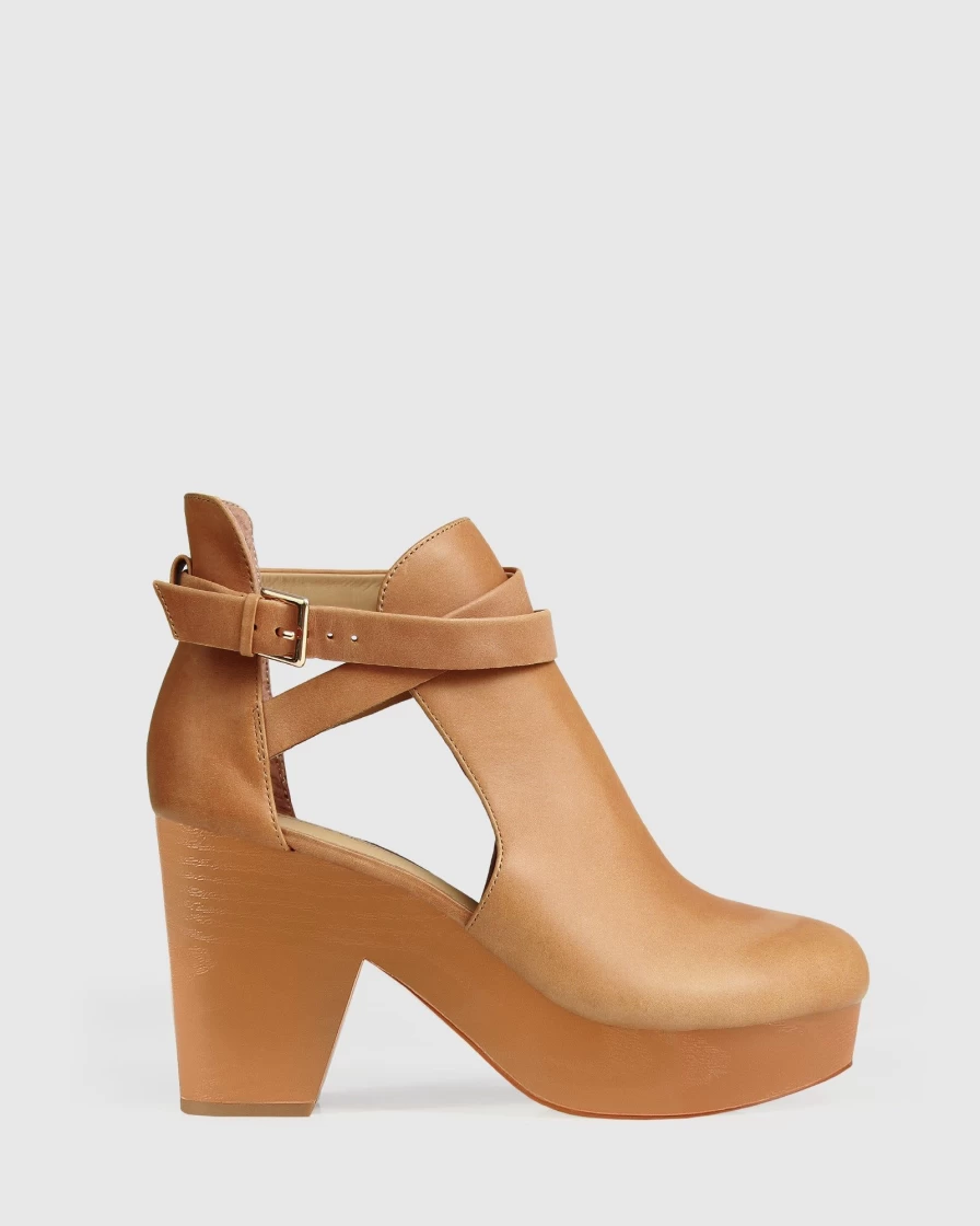 Belle & Bloom Women's Fearless Tan Clog Ankle Boots - Comfortable & Stylish