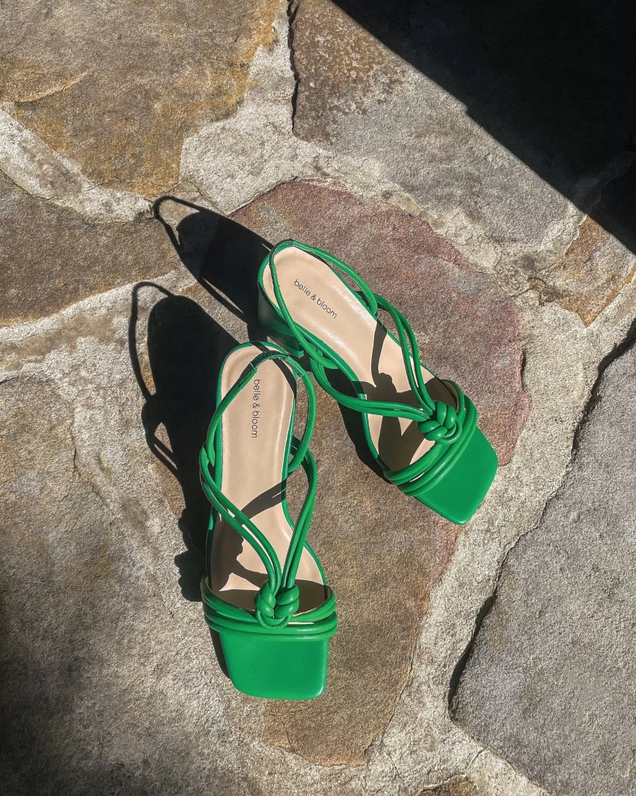 Belle & Bloom Women's Wild Side Slingback Heels in Emerald Green - Elegant High Heel Sandals