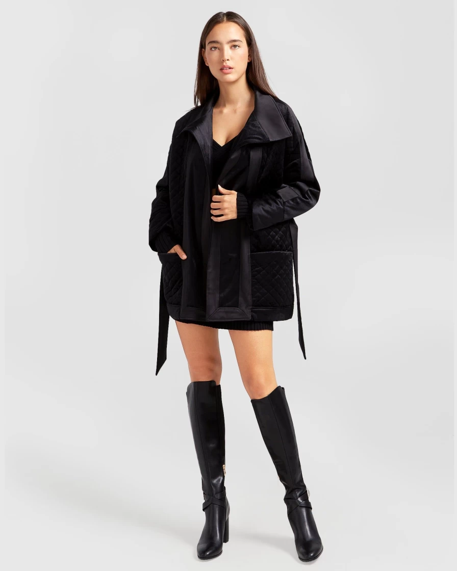 Belle & Bloom Women's Ace Of Spades Black Velvet Coat - Elegant & Stylish Outerwear