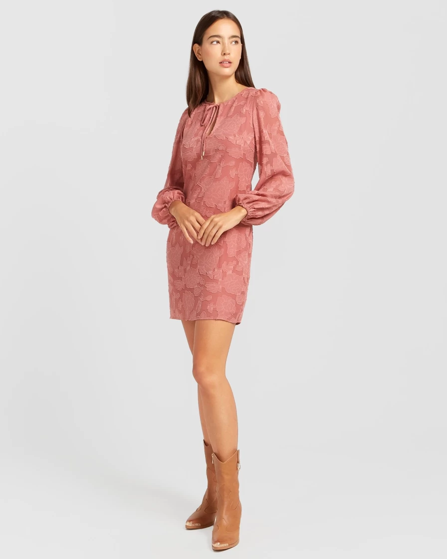 Belle & Bloom Women's Kiss The Stars Dress in Dusty Rose - Elegant Floral Evening Gown