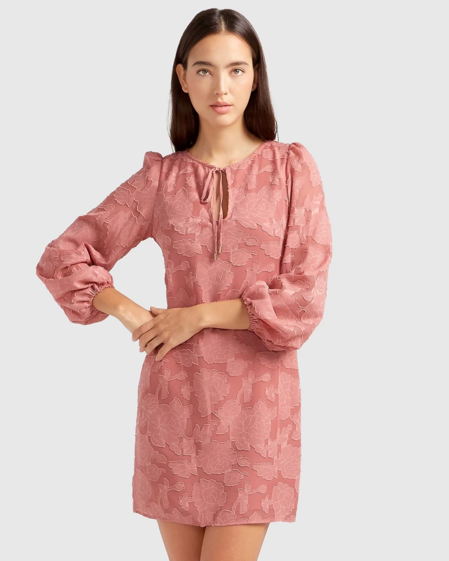 Belle & Bloom Women's Kiss The Stars Dress in Dusty Rose - Elegant Floral Maxi Dress for Wedding & Special Occasions