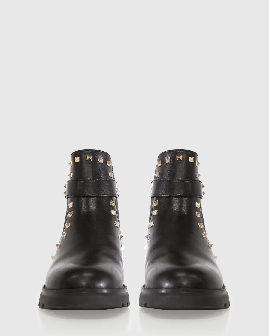 Belle & Bloom Girls' Black City Lights Mini Leather Ankle Boots for Stylish Comfort