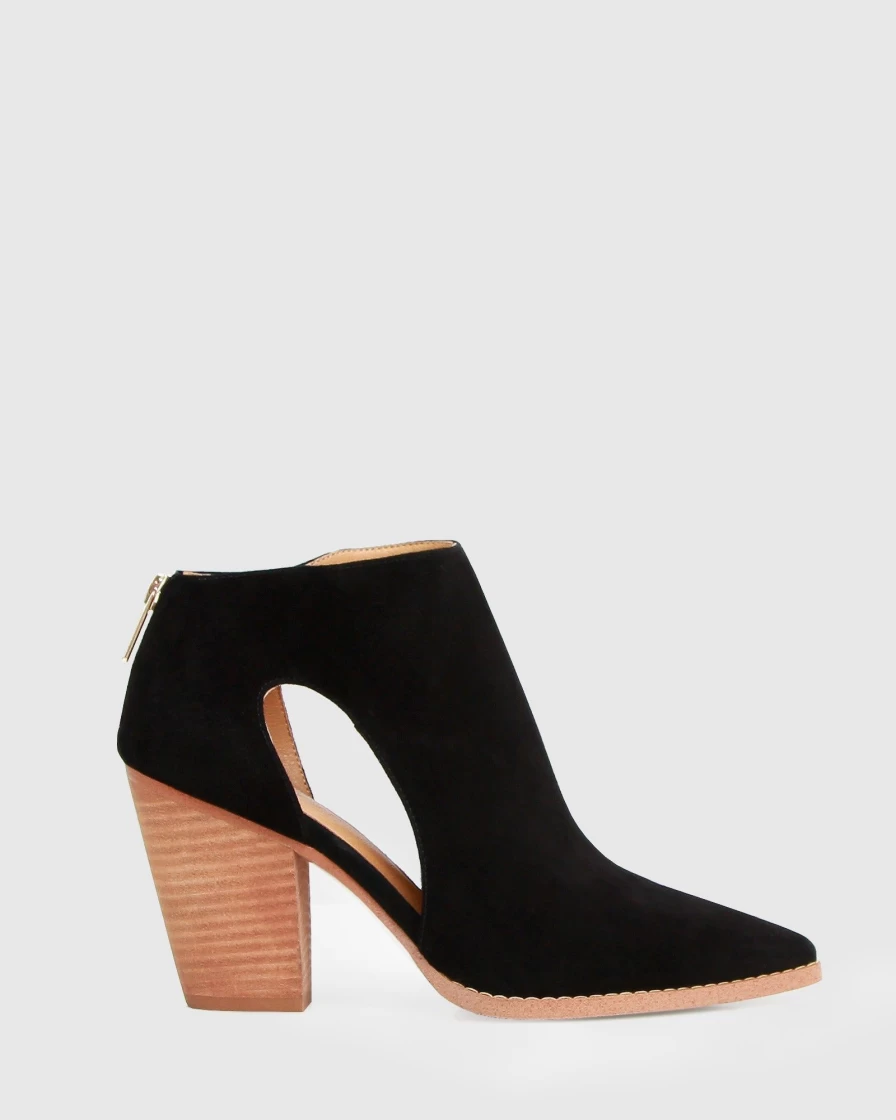 Belle & Bloom Women's Midnight Special Black Suede Ankle Boots for Stylish Comfort