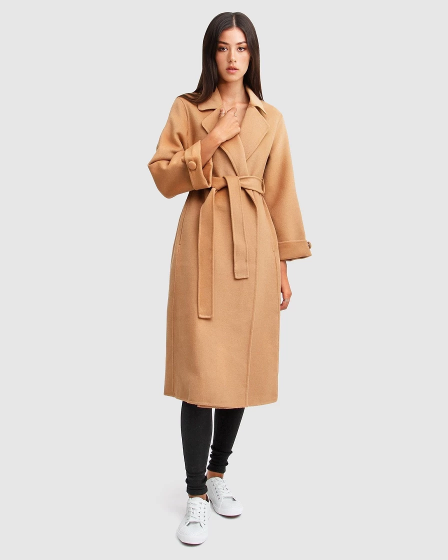 Belle & Bloom Women's Stay Wild Oversized Wool Coat in Camel - Warm Winter Long Coat