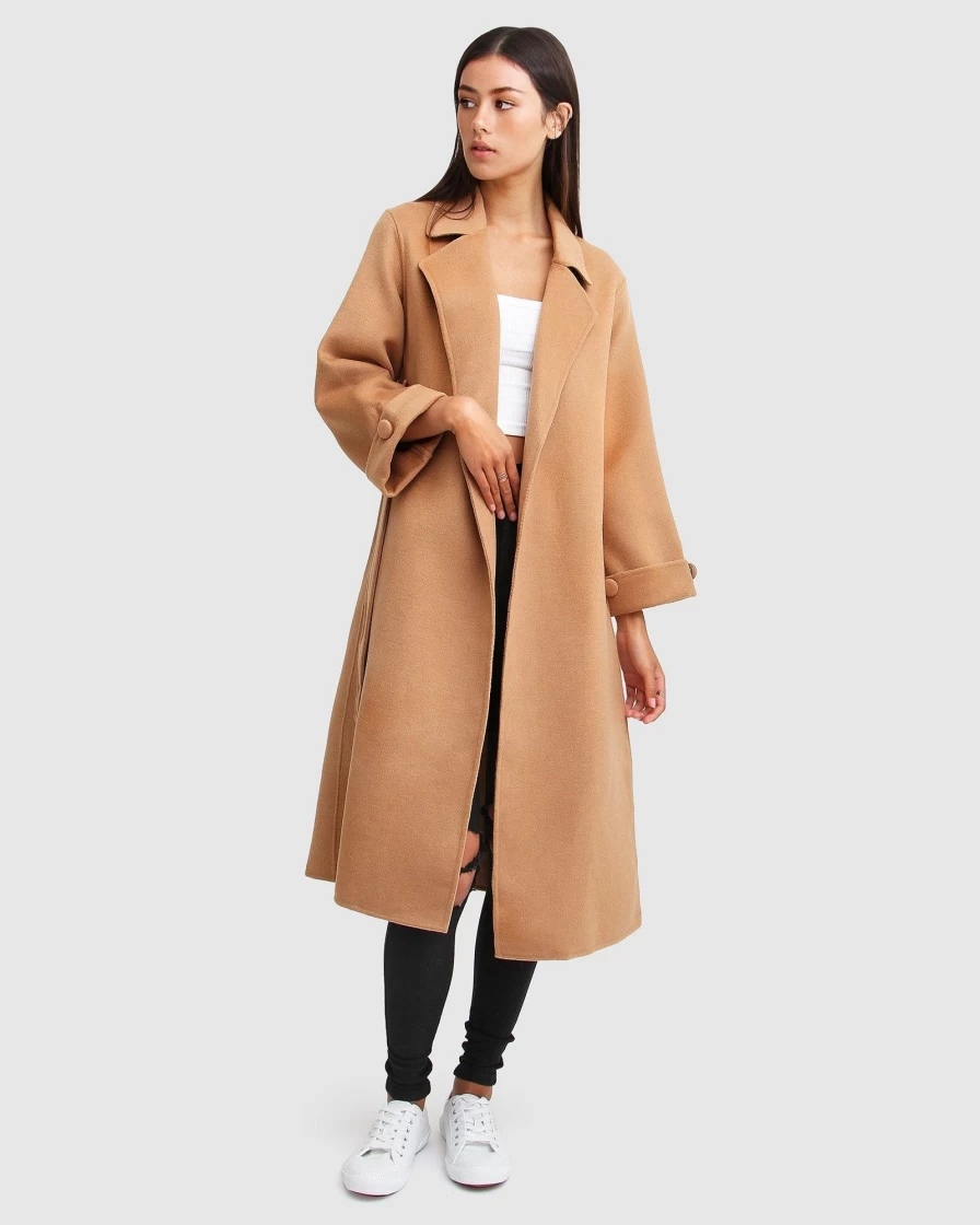 Belle & Bloom Women's Stay Wild Oversized Wool Coat in Camel - Warm Winter Long Coat