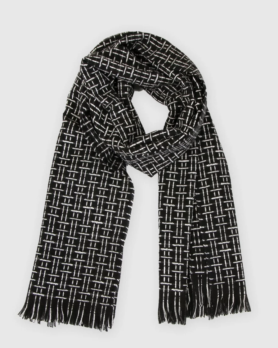 Belle & Bloom Women's Black Downtown Textured Scarf - Soft & Stylish Winter Accessory