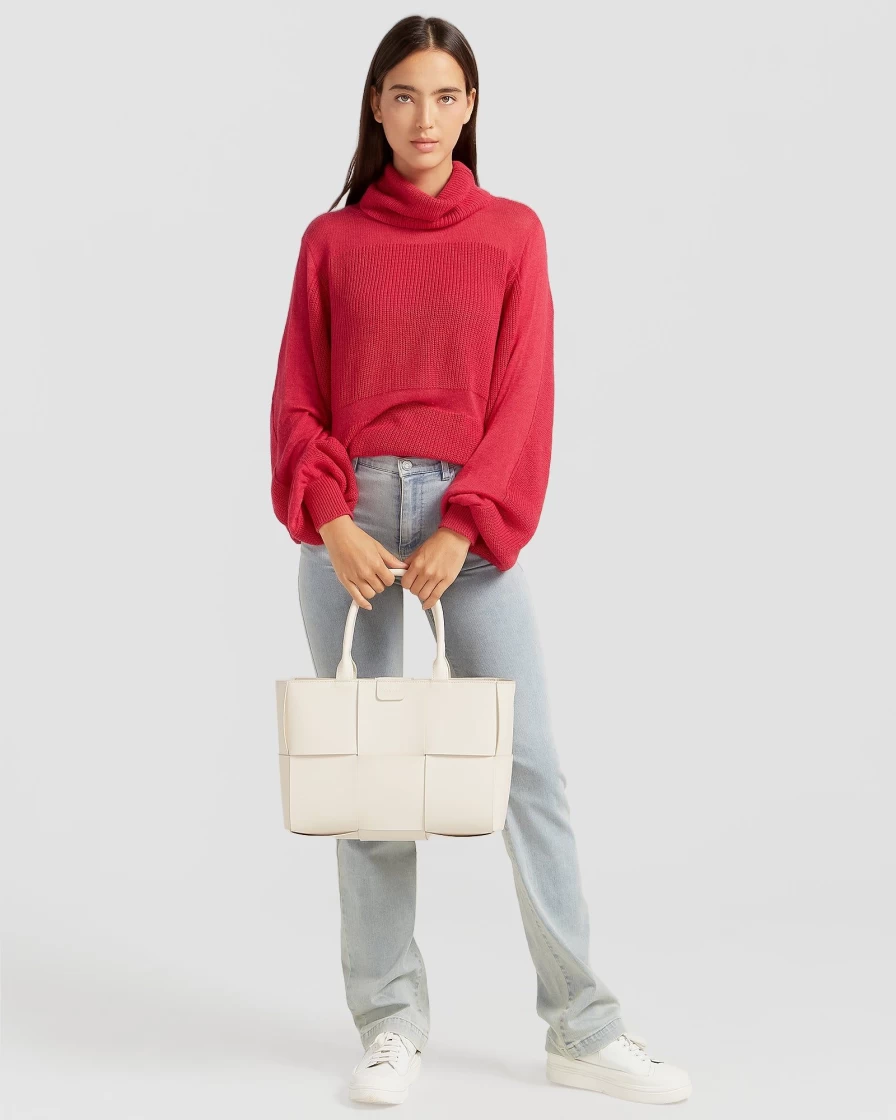 Belle & Bloom Women's Nevermind Sheer Panelled Knit Top - Watermelon Color Lightweight Summer Pullover