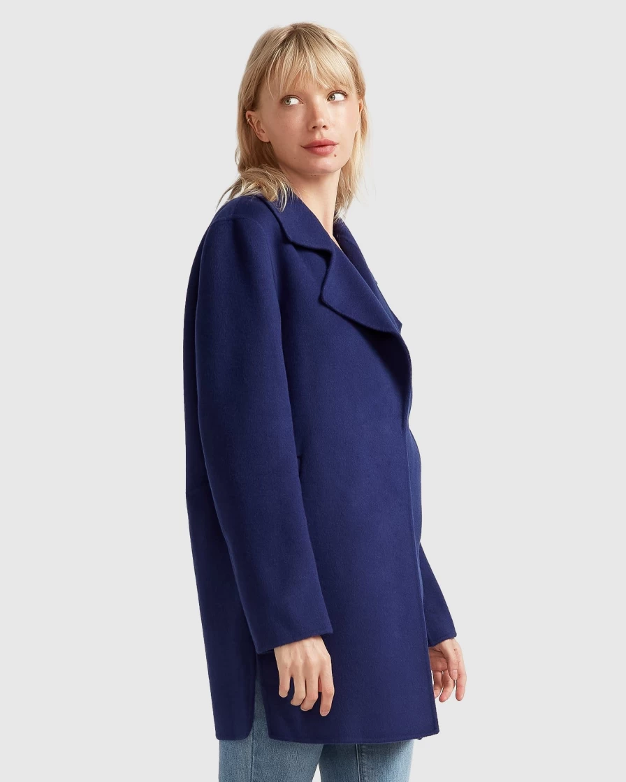 Belle & Bloom Women's Midnight Blue Oversized Wool Blend Jacket - New Fit Ex-Boyfriend Style