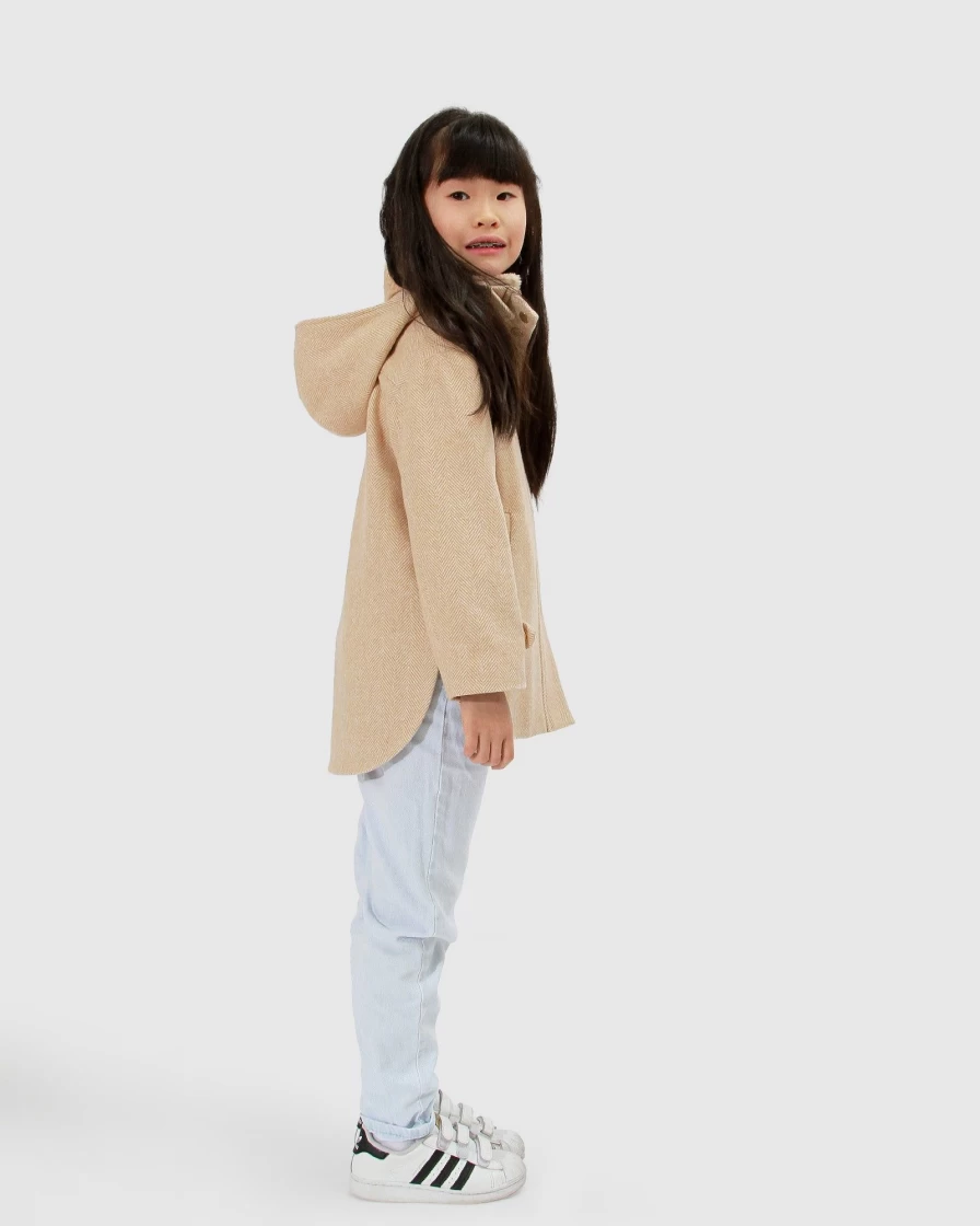Belle & Bloom Girls' "When I Grow Up" Detachable Hooded Coat in Pale Oat
