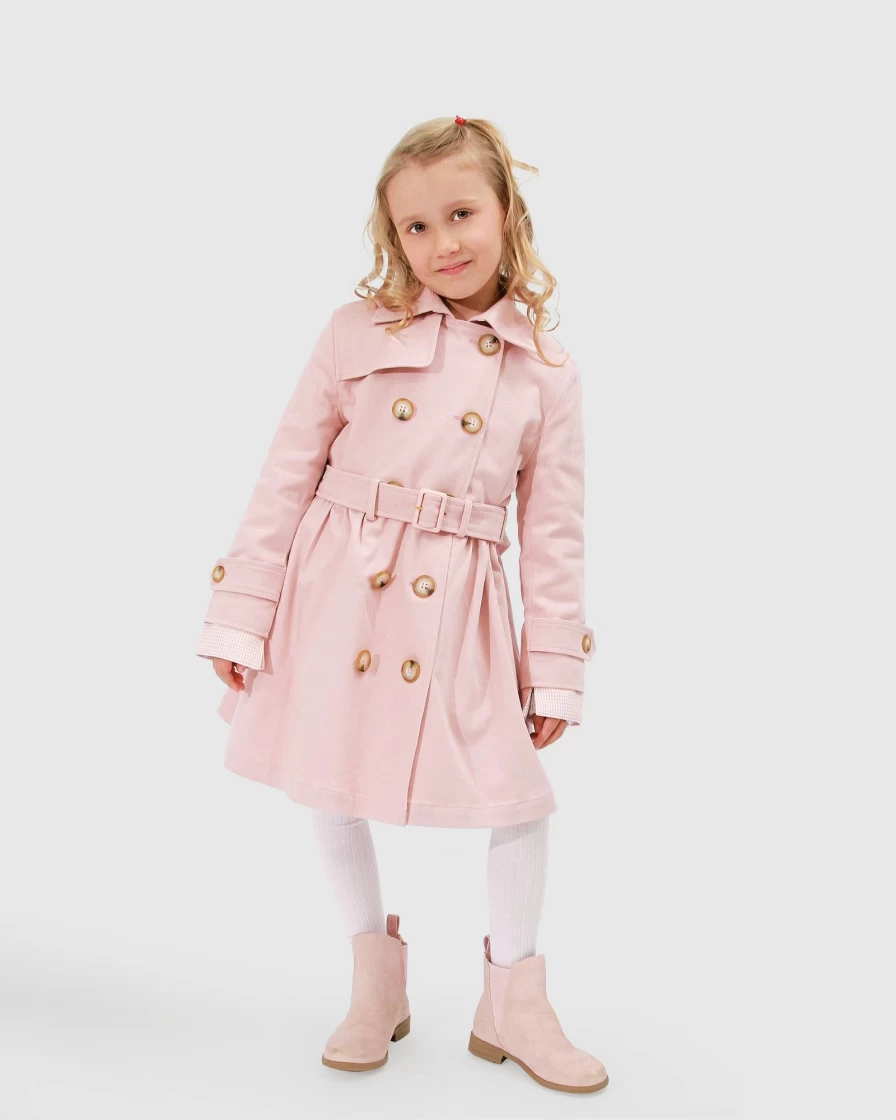 Belle & Bloom Girls' Miss Sunshine Blush Pink Trench Coat for Kids