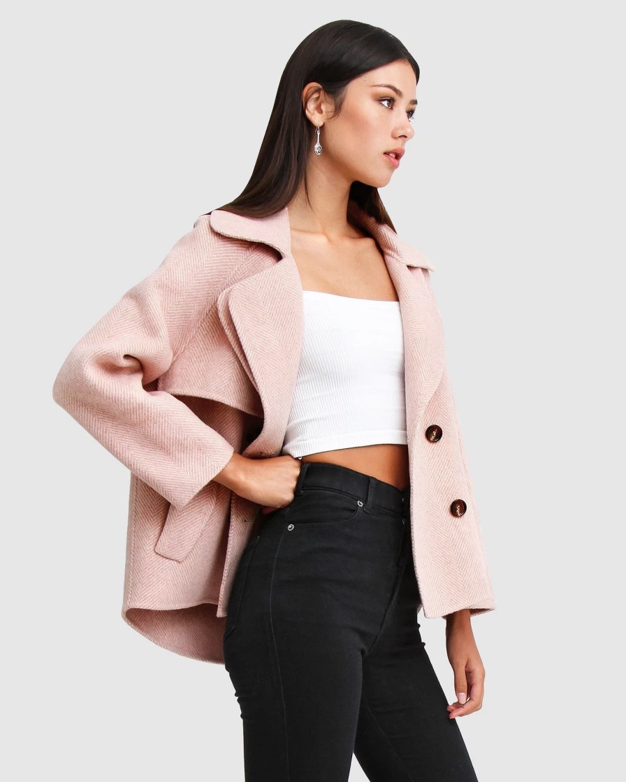 Belle & Bloom Women's Blush Wool Blend Peacoat - I'M Yours Coat