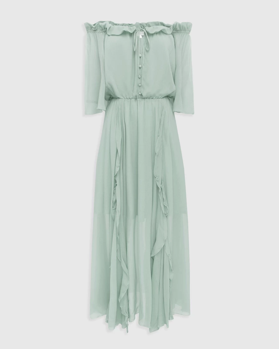 Belle & Bloom Women's Spearmint Ruffled Midi Dress - Amour Amour Style Final Sale