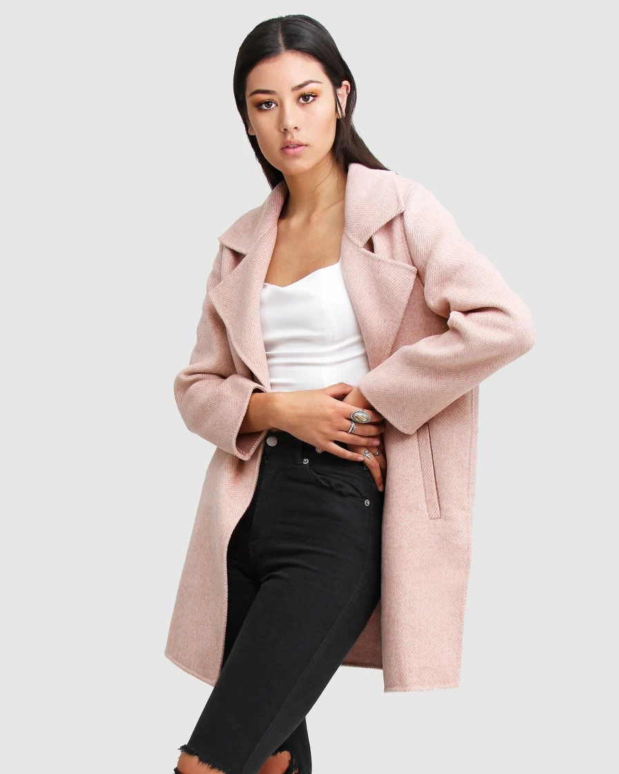 Belle & Bloom Women's Blush Oversized Wool Blend Jacket - New Fit Ex-Boyfriend Style