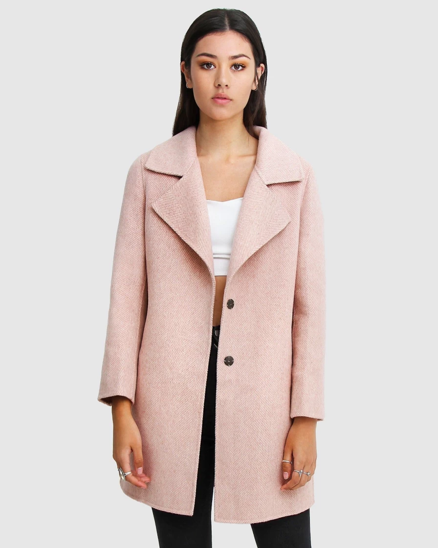 Belle & Bloom Women's Blush Oversized Wool Blend Jacket - New Fit Ex-Boyfriend Style