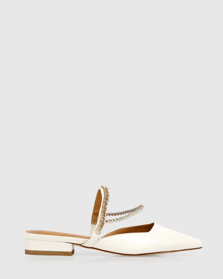 Belle & Bloom Women's Cream Leather On The Go Flats for Comfort & Style