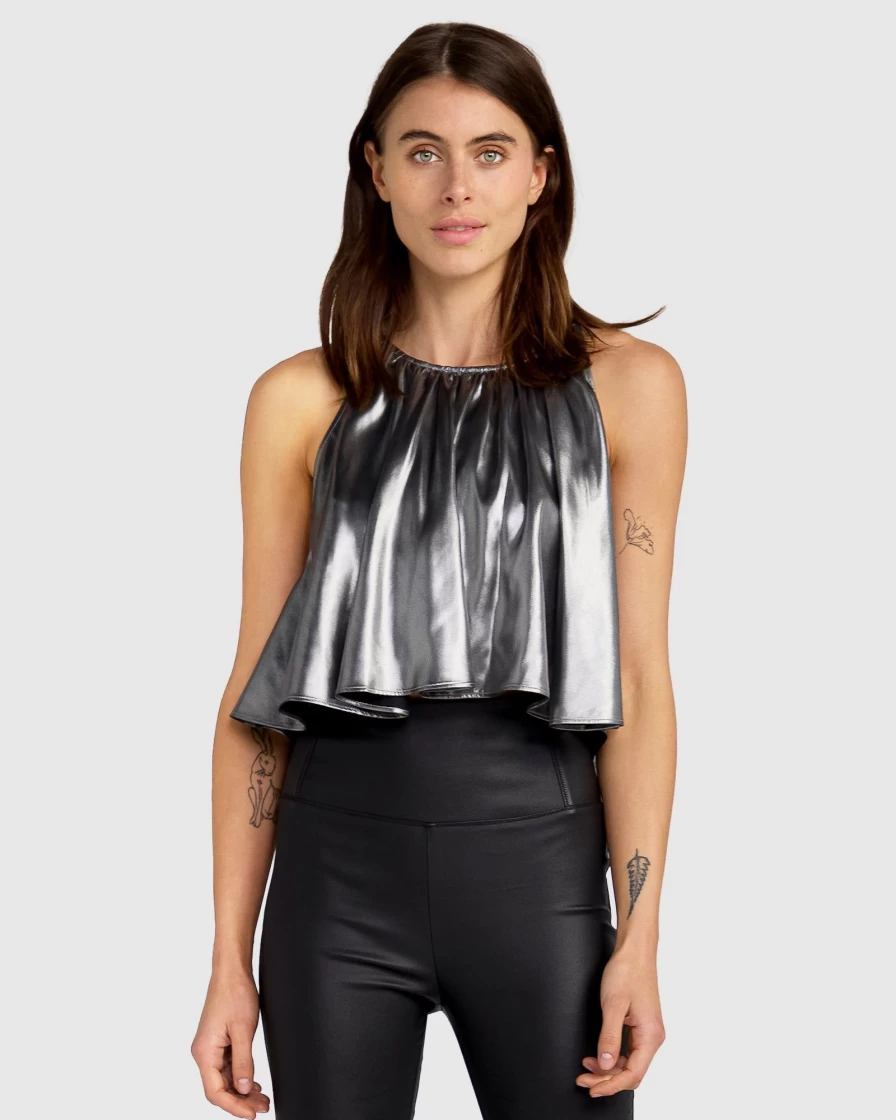 Belle & Bloom Women's Addicted To You Trapeze Top in Gunmetal - Stylish Casual Blouse