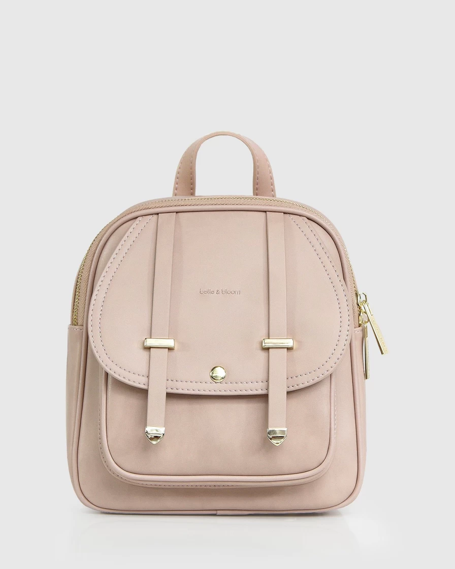 Belle & Bloom Women's Camila Genuine Leather Backpack in Dusty Pink - Stylish & Functional Daypack
