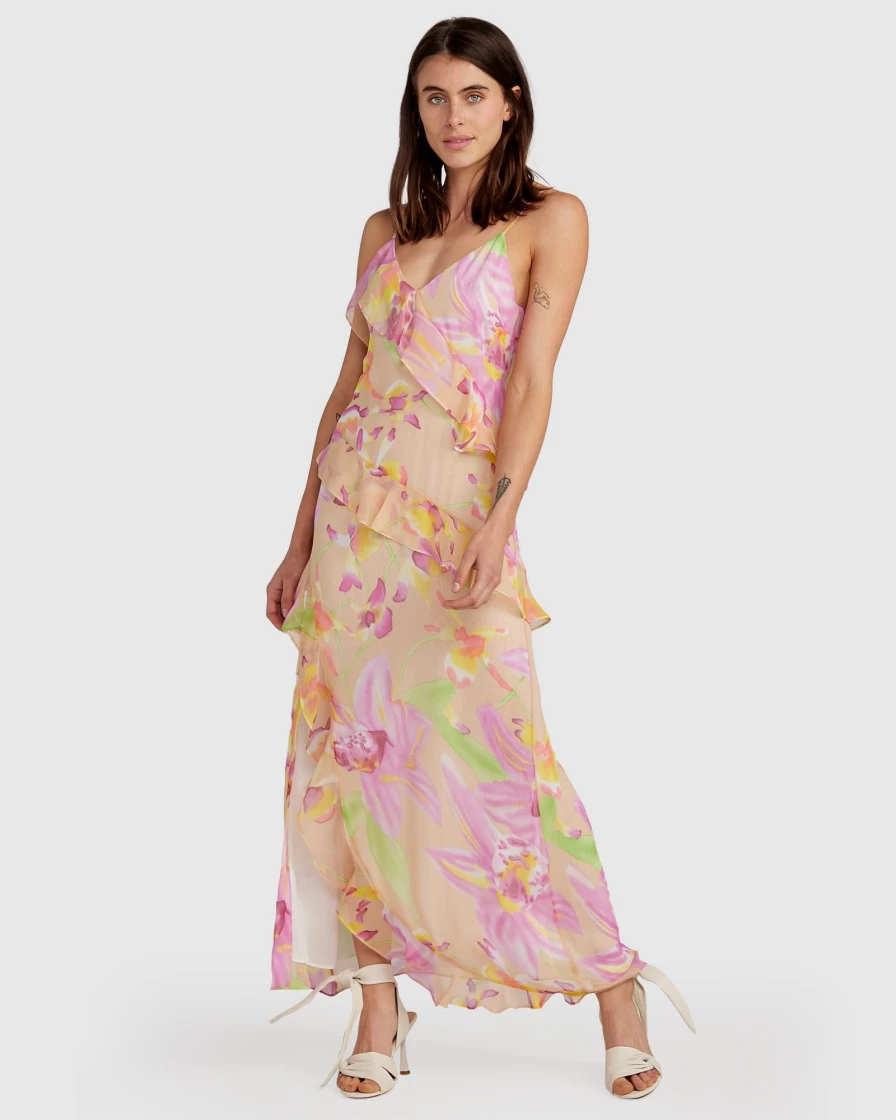 Belle & Bloom Women's Floral Silk Maxi Dress - Ocean Eyes Limited Edition