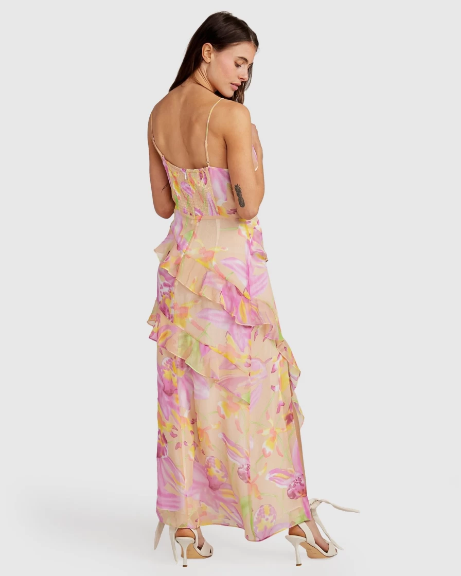 Belle & Bloom Women's Floral Print Silk Maxi Dress - Ocean Eyes Limited Edition