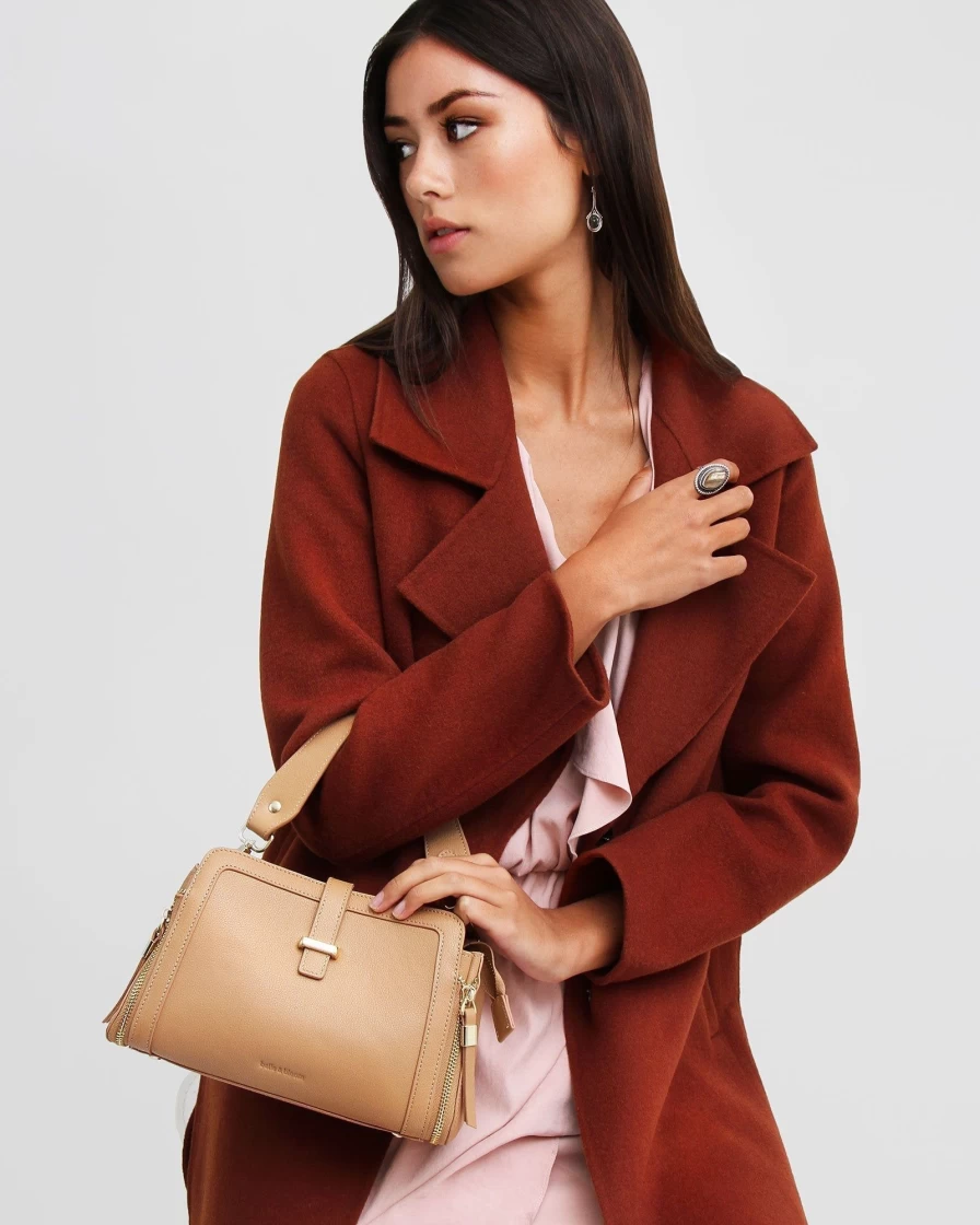 Belle & Bloom Women's Caramel Oversized Wool Blend Jacket - New Fit Ex-Boyfriend Style