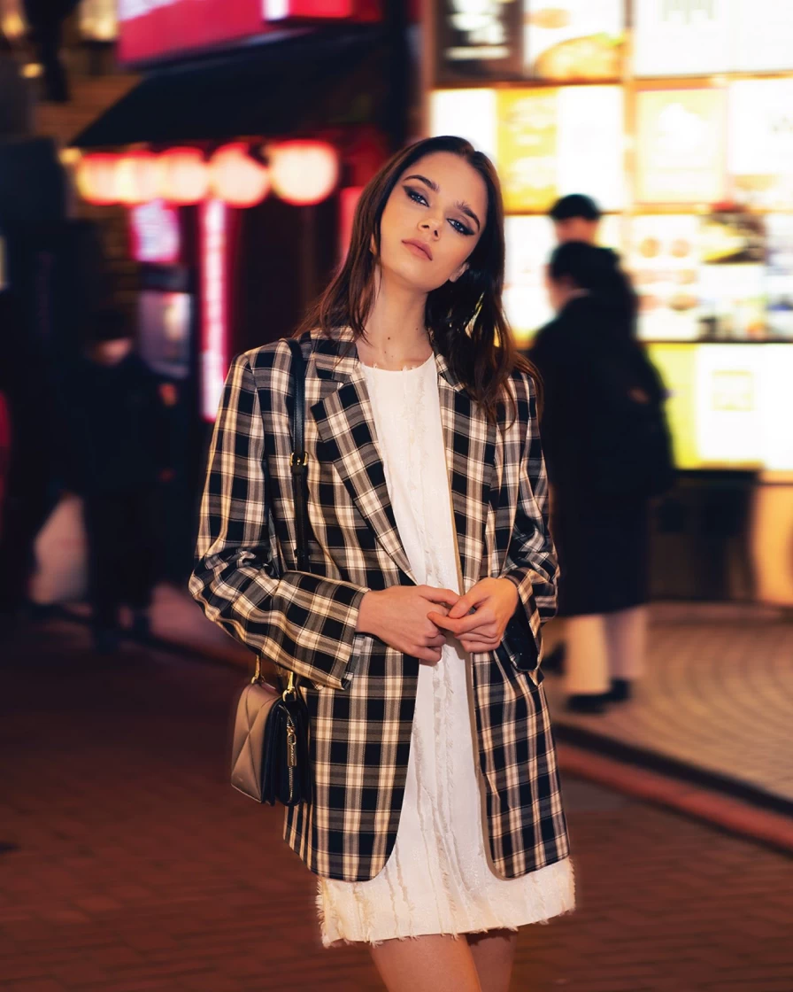 Belle & Bloom Women's Black Checked Blazer - Love & Mercy Stylish Tailored Jacket