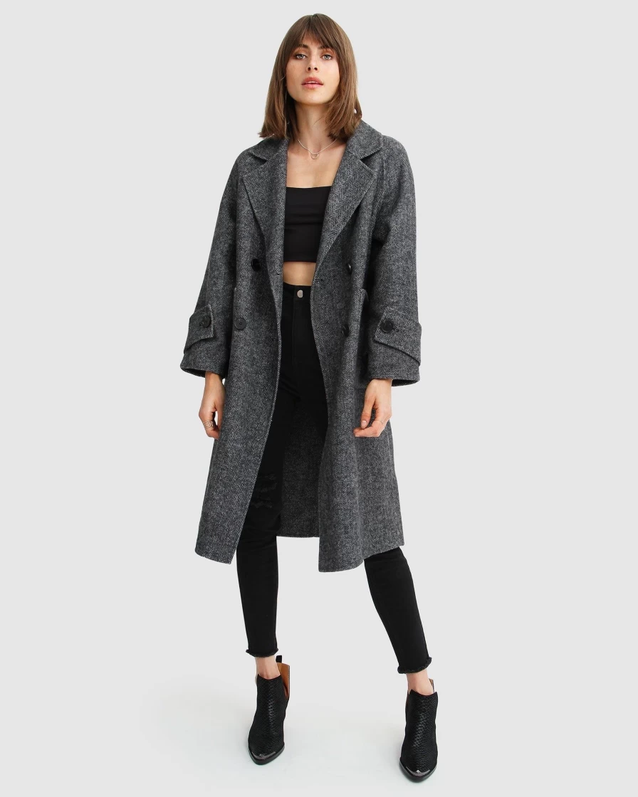 Belle & Bloom Women's Rumour Has It Oversized Charcoal Wool Blend Coat