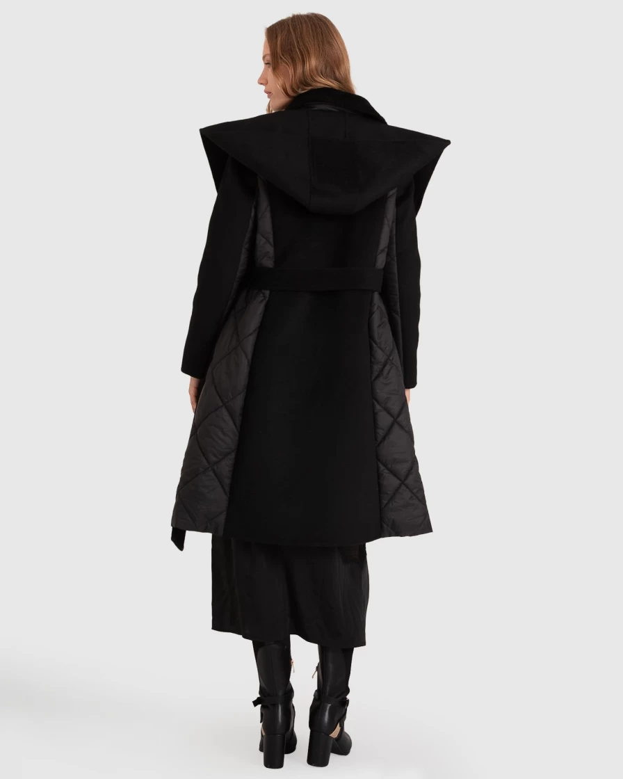 Belle & Bloom Women's Walk Me Home Convertible Black Coat - Versatile Outerwear for Any Occasion