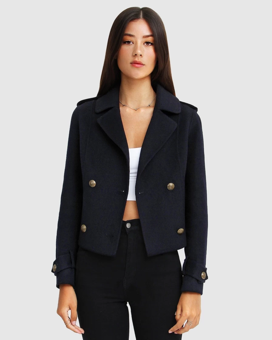 Belle & Bloom Women's Navy Military Peacoat - Classic Better Off Style Coat