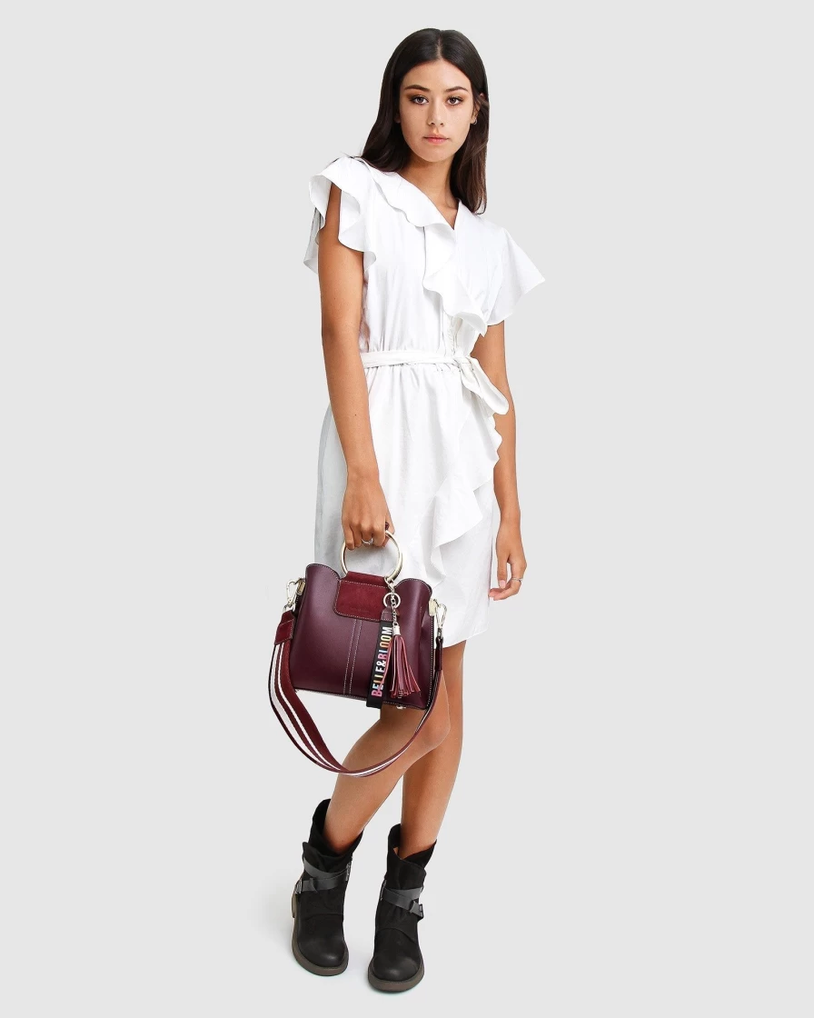Belle & Bloom Women's Merlot Leather Crossbody Bag - Twilight Style Handbag for Everyday Use
