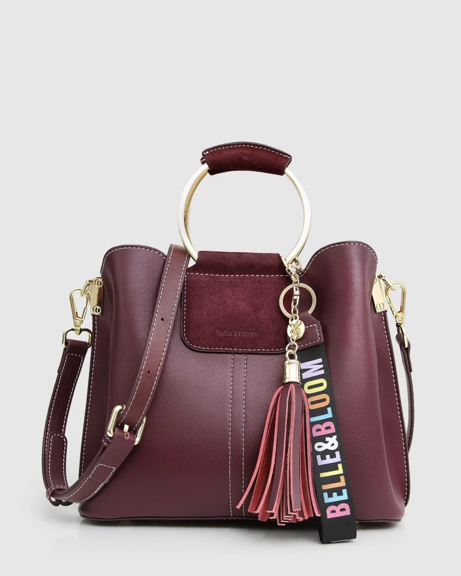 Belle & Bloom Women's Merlot Twilight Leather Crossbody Bag - Stylish & Elegant Handbag