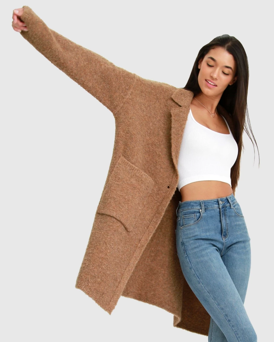 Belle & Bloom Women's Sustainable Camel Blazer Cardigan - Days Go By Style