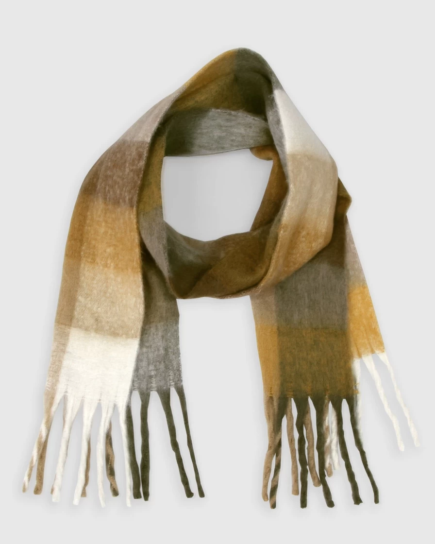Belle & Bloom Women's Vail Checkered Scarf in Earth Tones - Stylish Plaid Wrap for Winter
