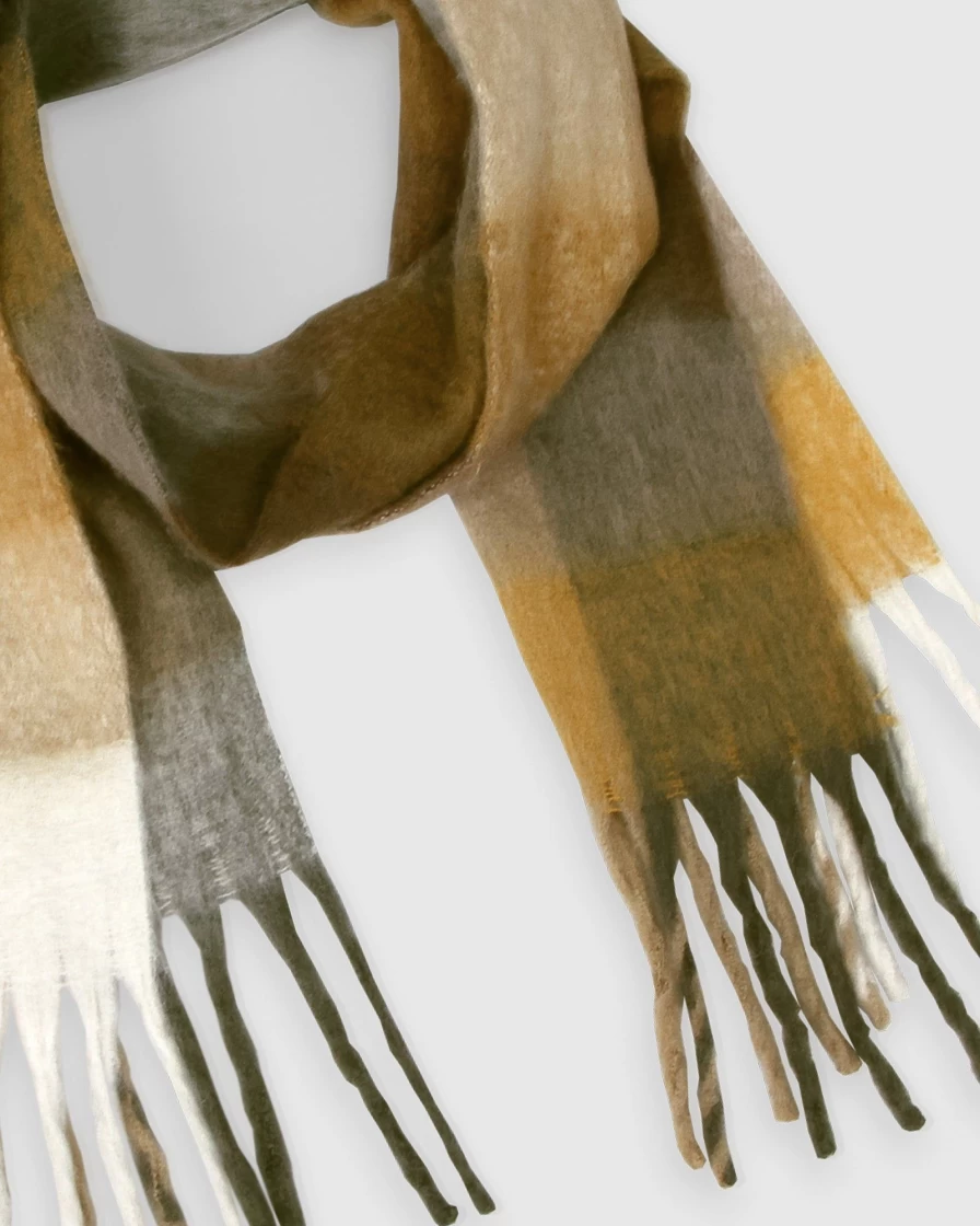Belle & Bloom Women's Vail Checkered Scarf in Earth Tones - Stylish Plaid Wrap for Winter