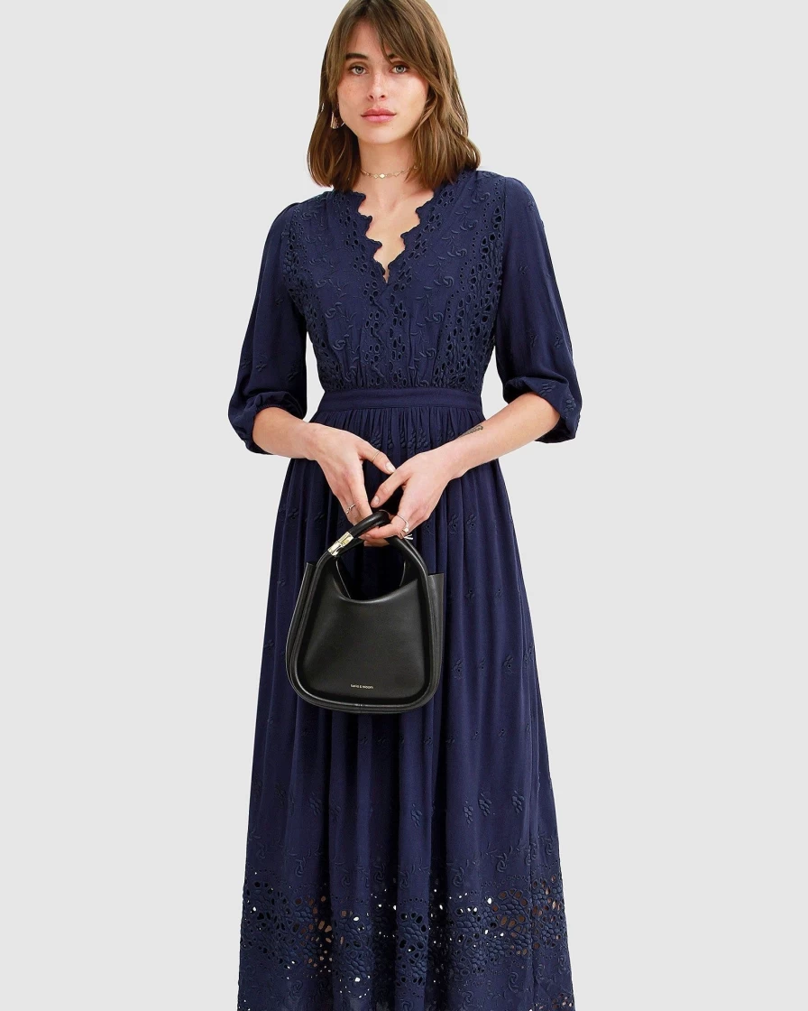 Belle & Bloom Women's Navy All Eyes On Me Midi Dress - Elegant Party & Evening Wear