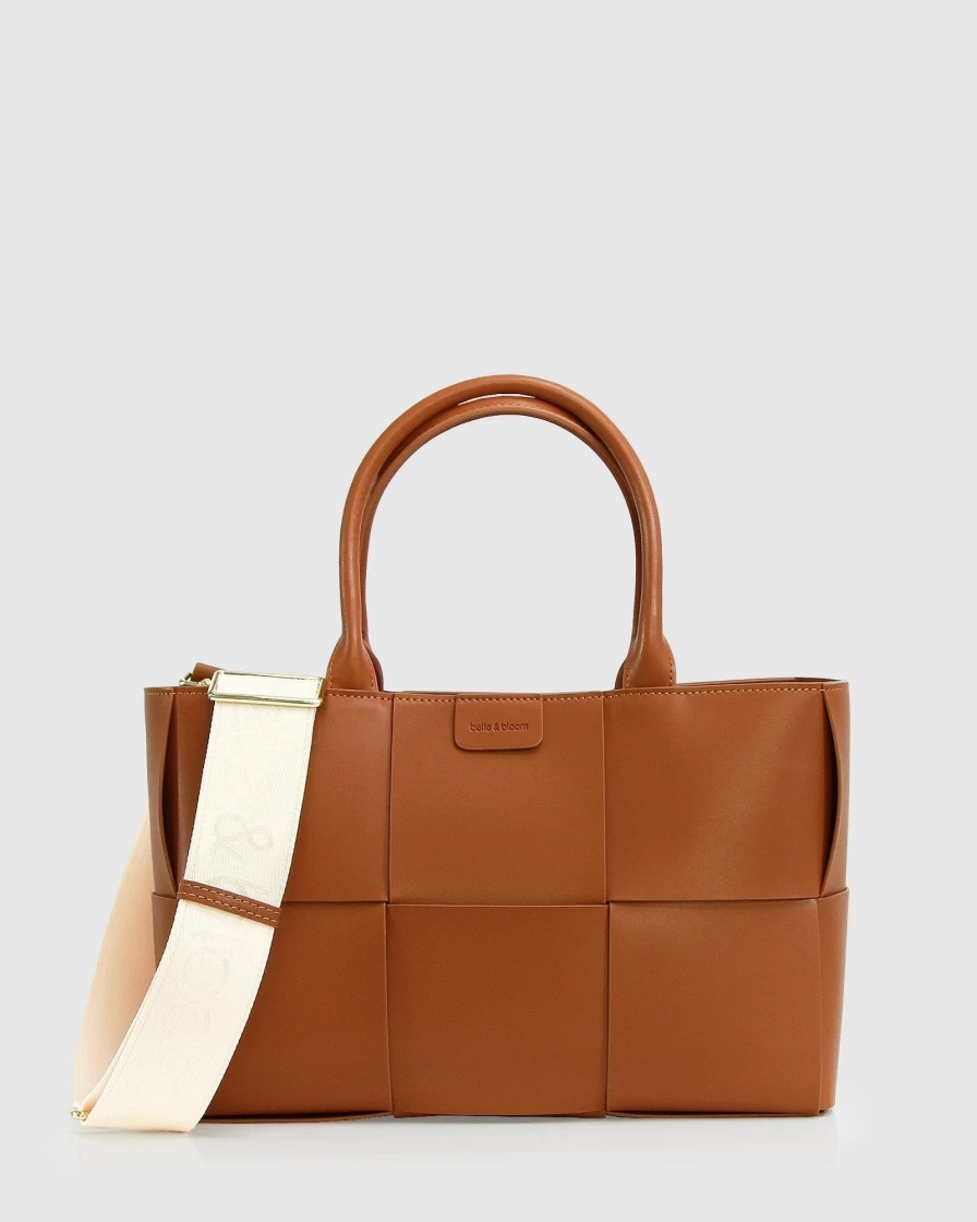 Belle & Bloom Women's Camel Woven Tote Bag - Long Way Home Style