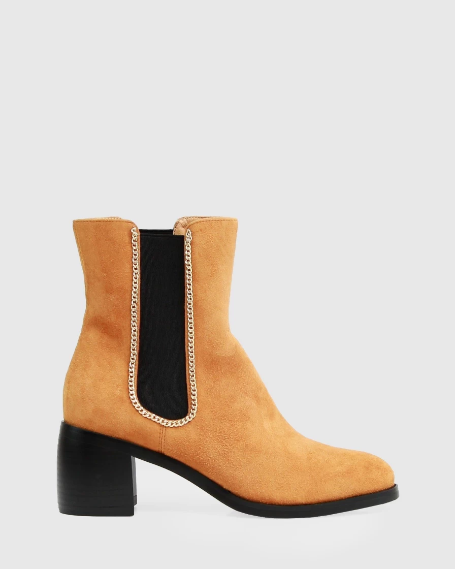 Belle & Bloom Women's Camel Suede Chelsea Boots - Remember Tonight Style Final Sale