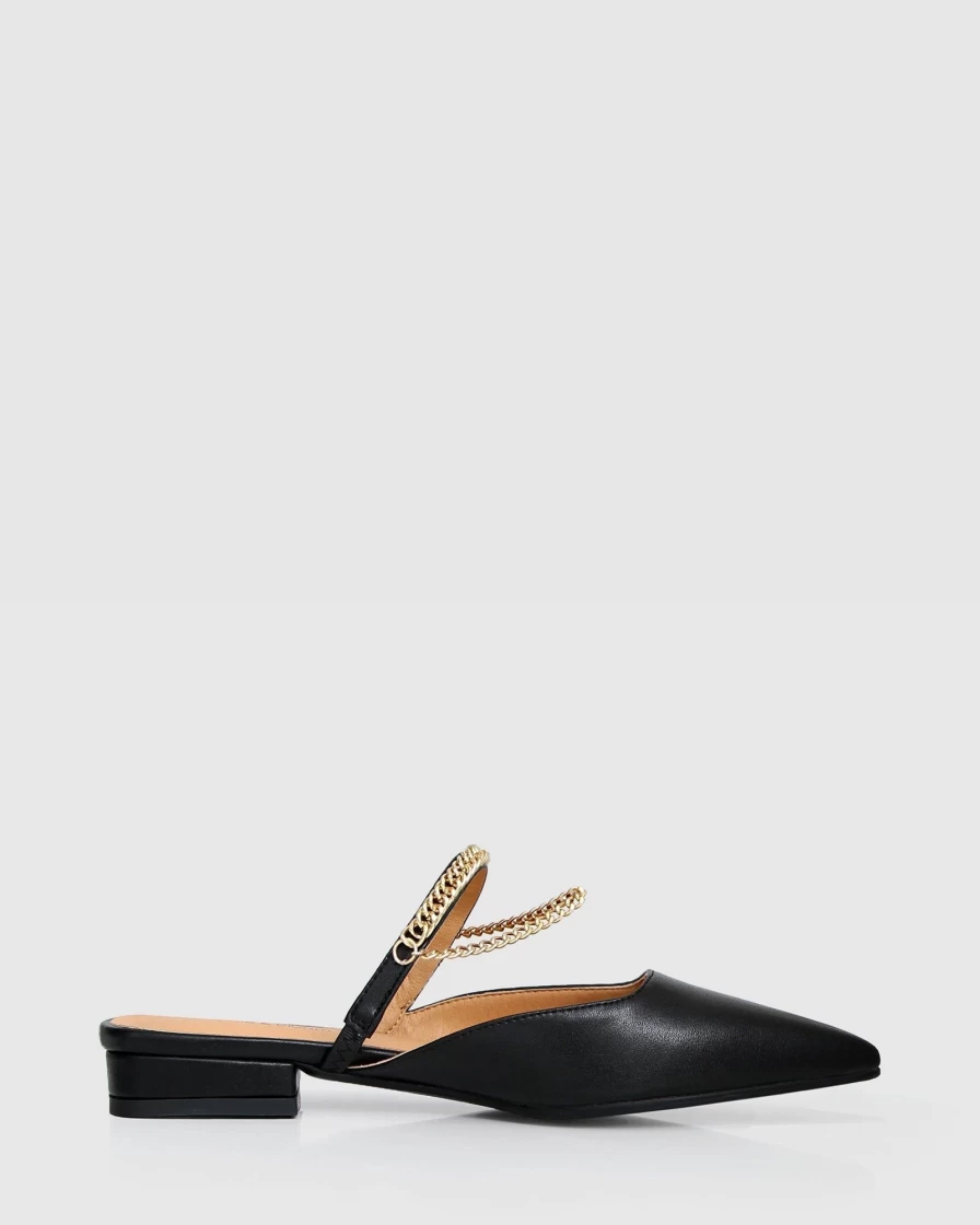 Belle & Bloom Women's On The Go Black Leather Flats for Comfortable Walking