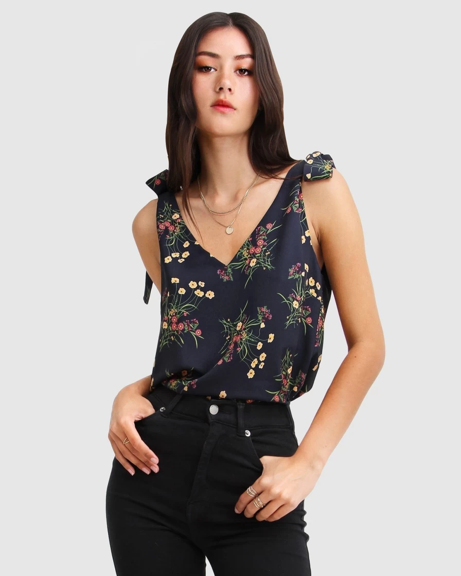 Belle & Bloom Women's Feel For You Navy V-Neck T-Shirt